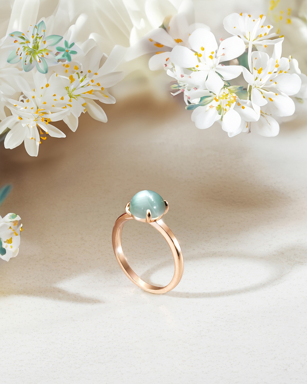 Packshot Bague Pierre de lune verte Ponzia