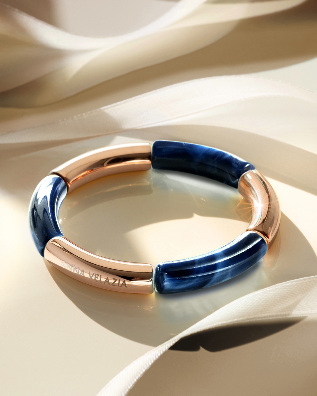 Packshot Bracelet Acétate Bleu nuit marbré Brenta