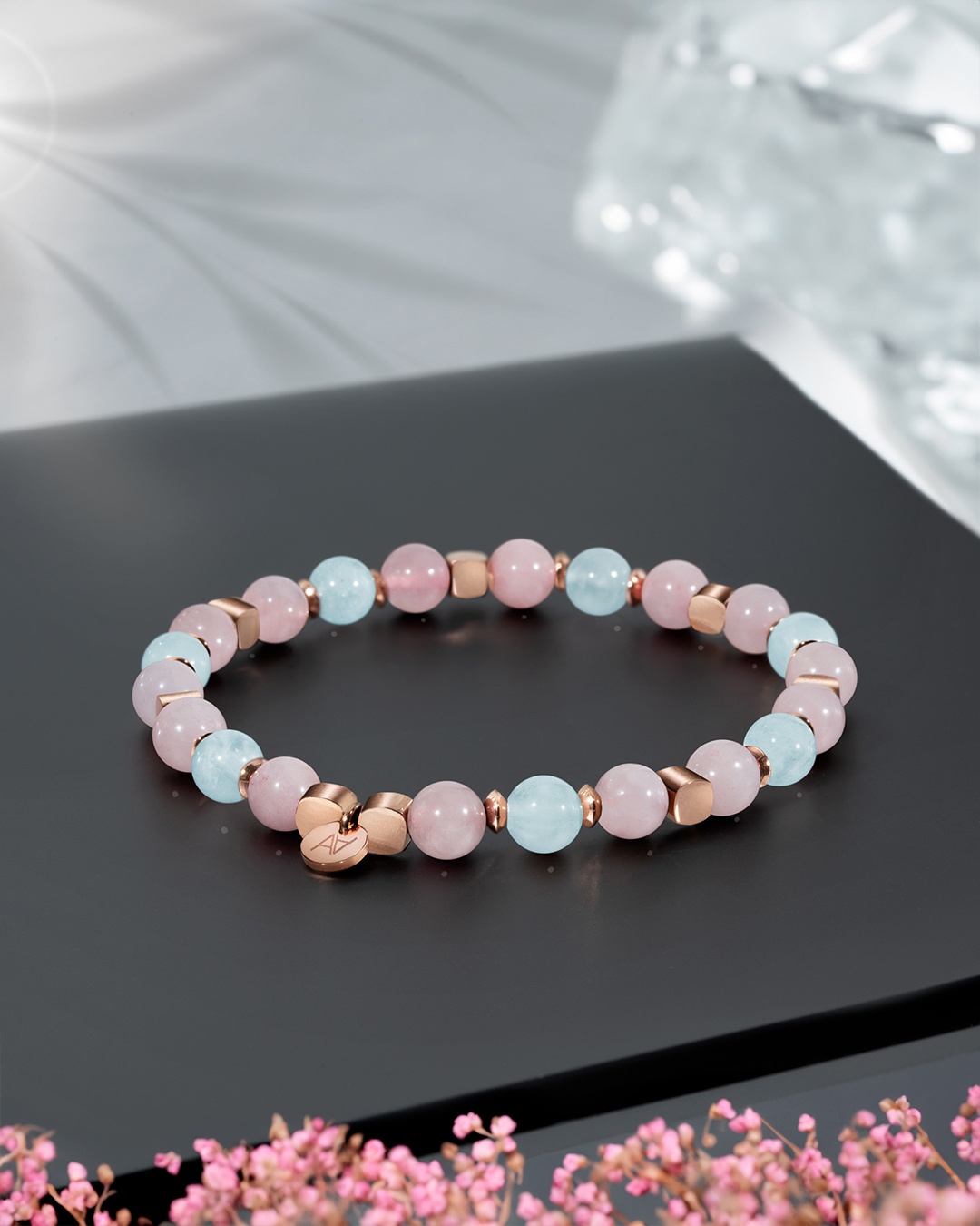 Bracelet Rose / Aigue-marine