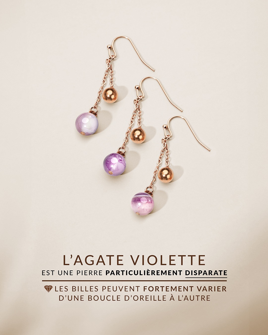 Packshot Boucle d'oreilles Agate violette Calizzoni Claro